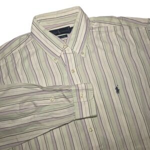 Ralph Lauren Shirt Mens Medium Striped Button Down Long Sleeve Cotton Casual